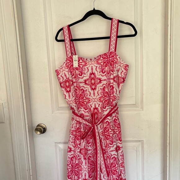 Floral fuschia and White Sundress with Belt - Picture 1 of 5